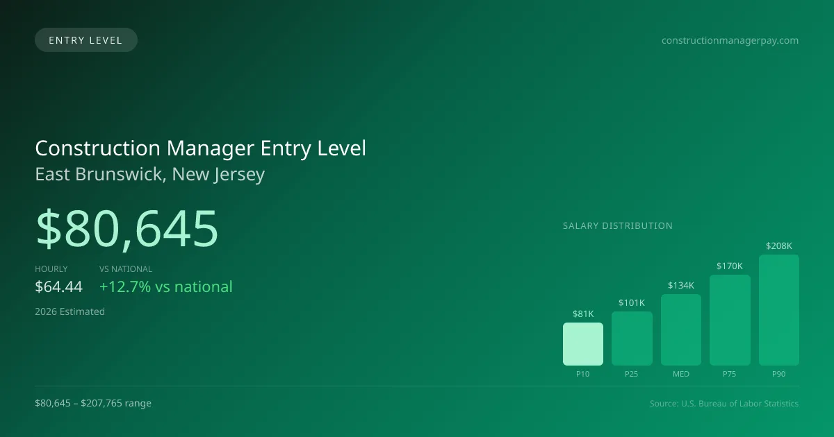 Construction Manager Entry Level Salary in East Brunswick, NJ — 2026 est., based on 2025 BLS