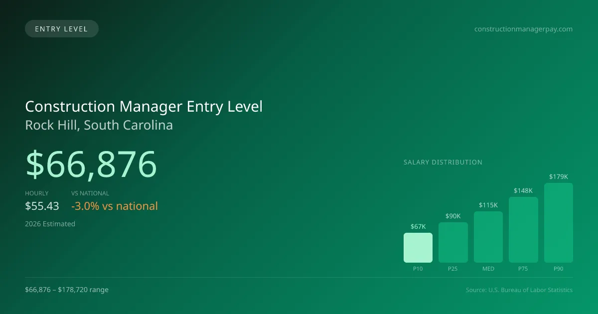 Construction Manager Entry Level Salary in Rock Hill, SC — 2026 est., based on 2025 BLS