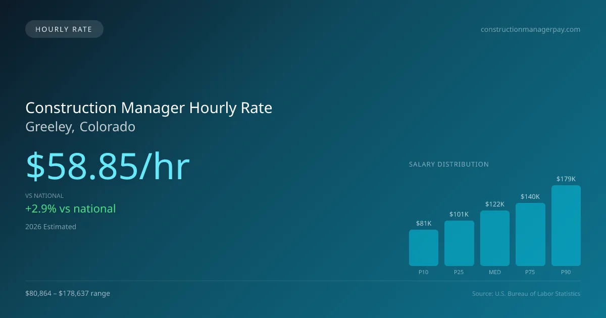 Construction Manager Hourly Rate in Greeley, CO — 2026 est., based on 2025 BLS