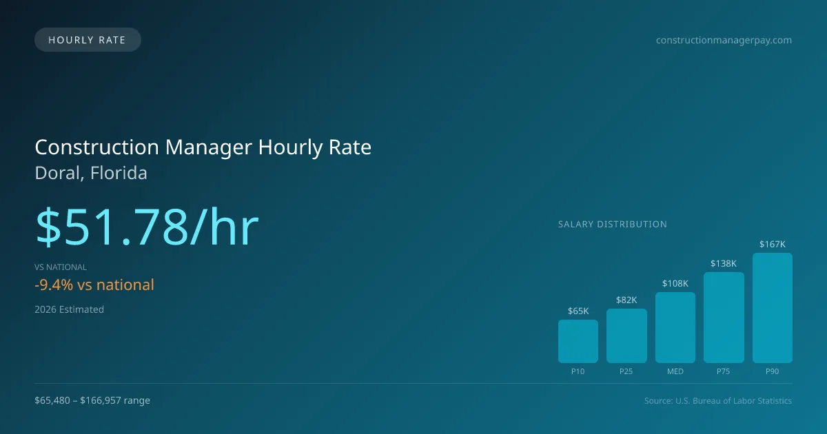 Construction Manager Hourly Rate in Doral, FL — 2026 est., based on 2025 BLS