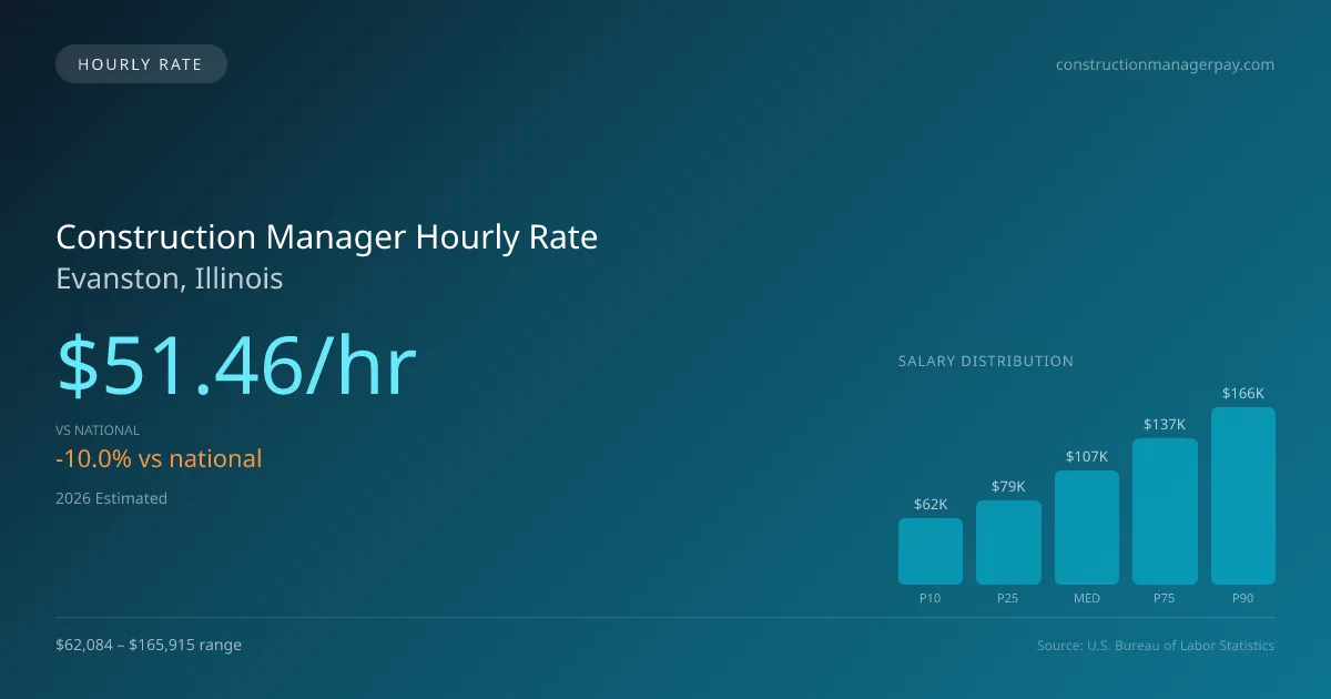 Construction Manager Hourly Rate in Evanston, IL — 2026 est., based on 2025 BLS
