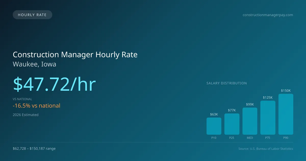 Construction Manager Hourly Rate in Waukee, IA — 2026 est., based on 2025 BLS