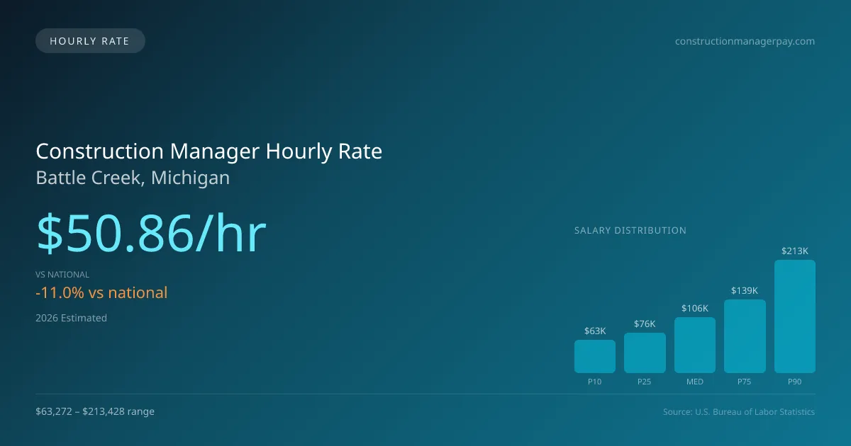 Construction Manager Hourly Rate in Battle Creek, MI — 2026 est., based on 2025 BLS