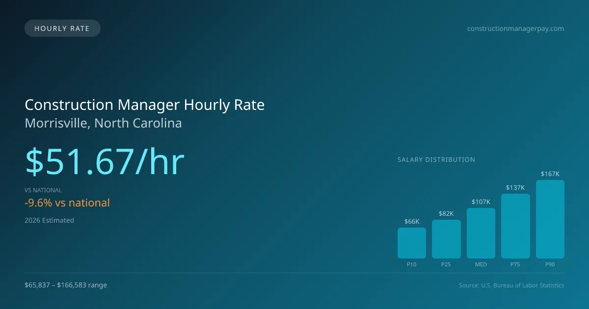 Construction Manager Hourly Rate in Morrisville, NC — 2026 est., based on 2025 BLS