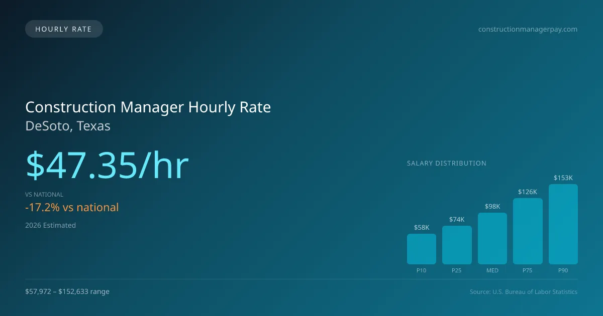 Construction Manager Hourly Rate in DeSoto, TX — 2026 est., based on 2025 BLS