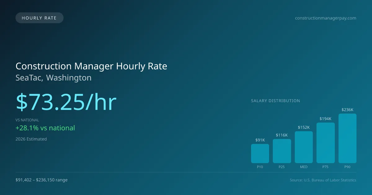 Construction Manager Hourly Rate in SeaTac, WA — 2026 est., based on 2025 BLS