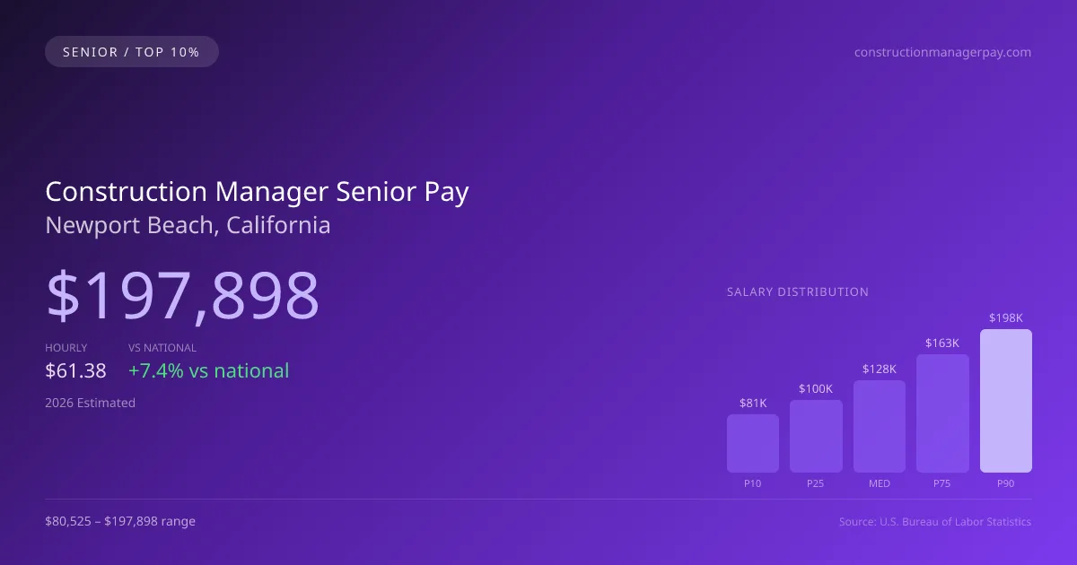 Construction Manager Senior Salary in Newport Beach, CA — 2026 est., based on 2025 BLS