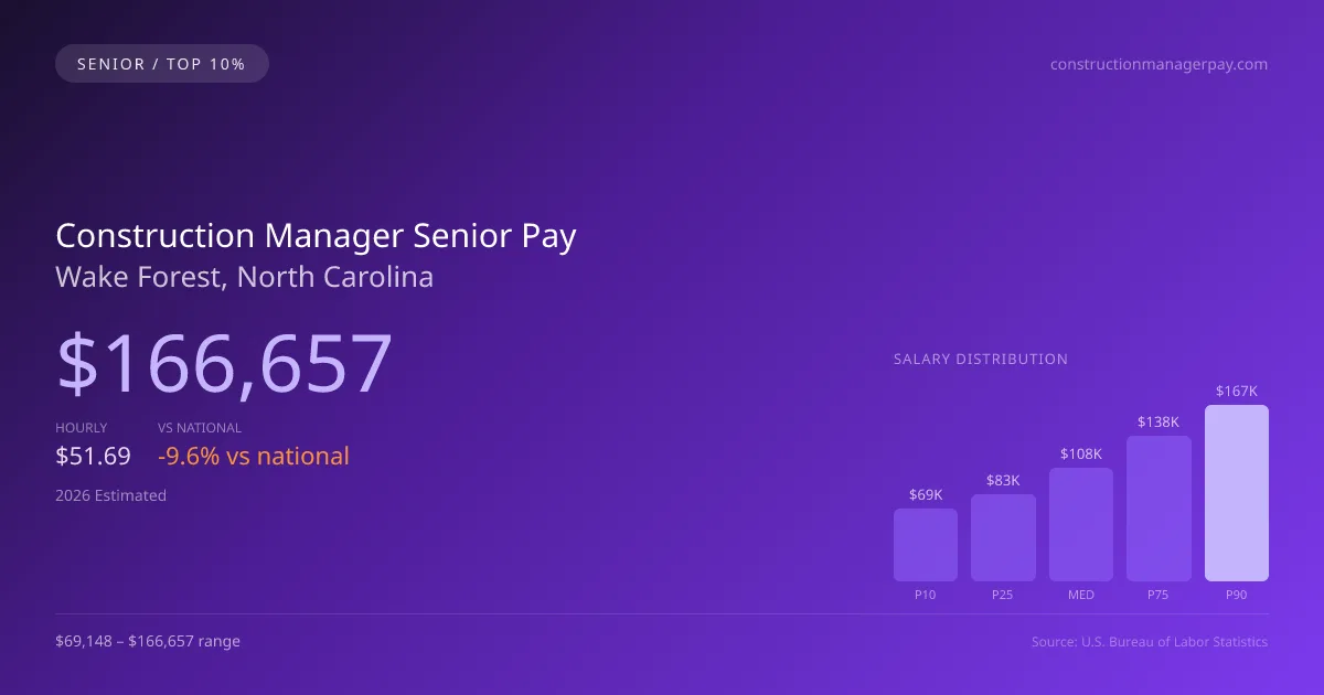 Construction Manager Senior Salary in Wake Forest, NC — 2026 est., based on 2025 BLS